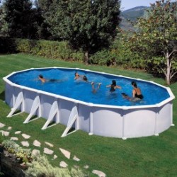 Piscina Gre ovalada acero chapa blanca