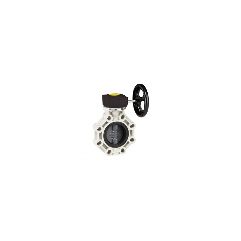Válvula de mariposa Serie Industrial PVC eje inox EPDM con reductor